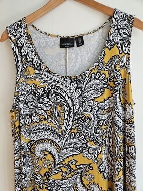 Cynthia Rowley Women's Yellow Paisley Scoop Neck Tank